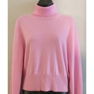 JCrew Woman 100% Cashmere Pink Turtleneck Sweater Pullover Medium MSRP $138